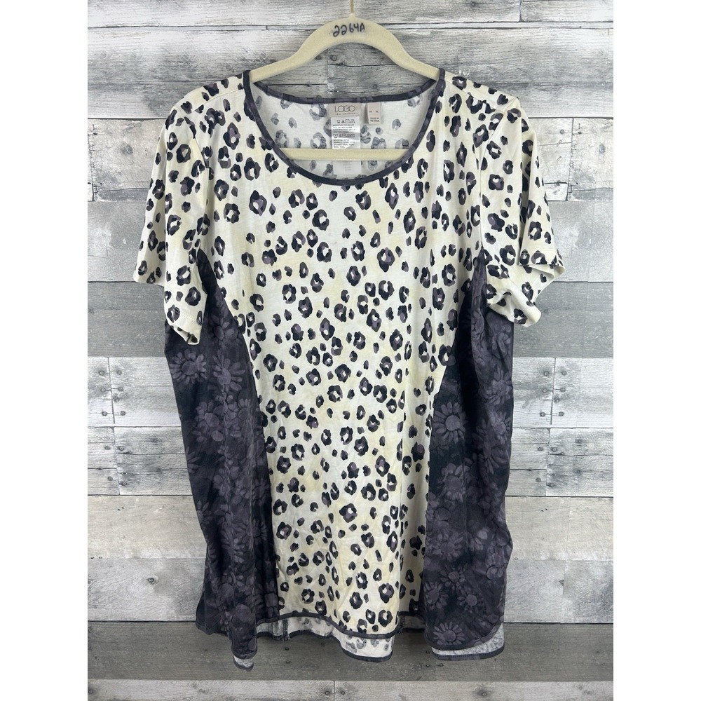 Logo Lory Goldstein XL Short Sleeve Animal Print Blouse